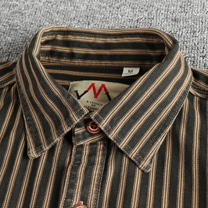 Men's Striped Button Up Shirt Casual Retro Style