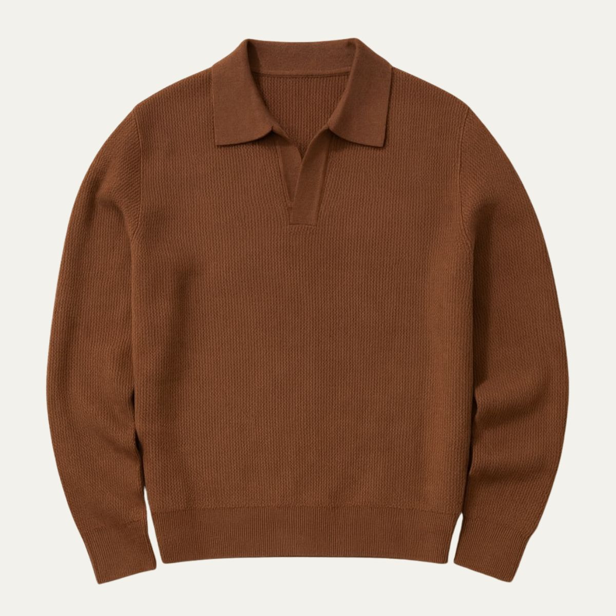 Men's Knitted Polo Sweater Long Sleeve Open Collar
