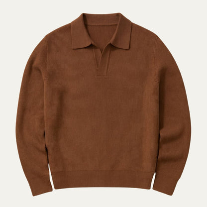 Men's Knitted Polo Sweater Long Sleeve Open Collar