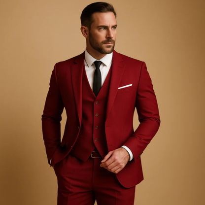 Men's 3 Piece Slim Fit Suit Blazer Waistcoat Trousers