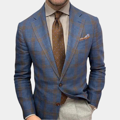 Men's Plaid Blazer Classic Fit Suit Jacket