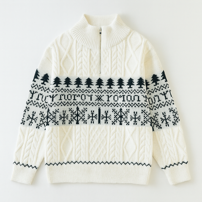 Men's Nordic Pattern Knitted Jacket - VibreMode