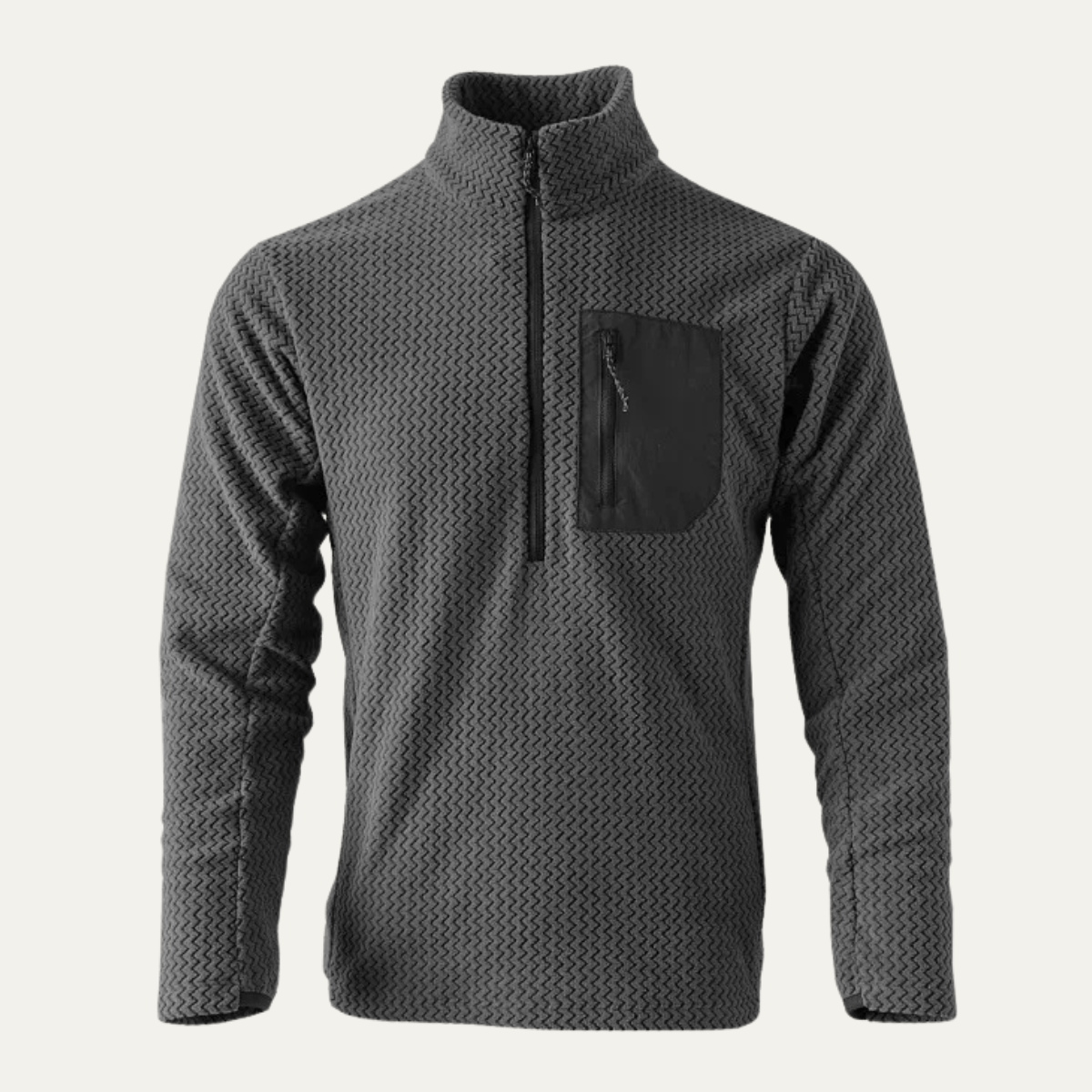 Men's Half Zip Fleece Sweater Chest Pocket