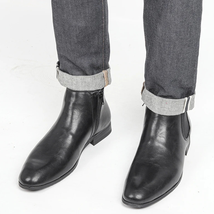 Men's Chelsea Leather Ankle Boots Elastic Sides Brown
