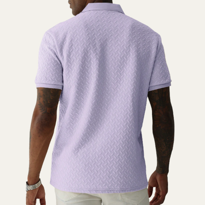 Men's Textured Polo Shirt Casual Summer