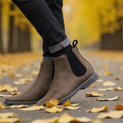 Men's Chelsea Boots Ankle Slip On Leather Brown
