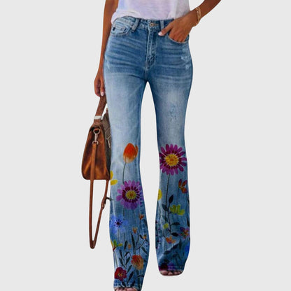 Women's Slim Fit Floral Pattern Jeans - VibreMode