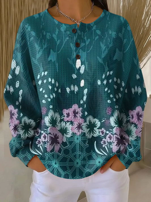 Women's Floral Print Hoodie Sweatshirt - VibreMode