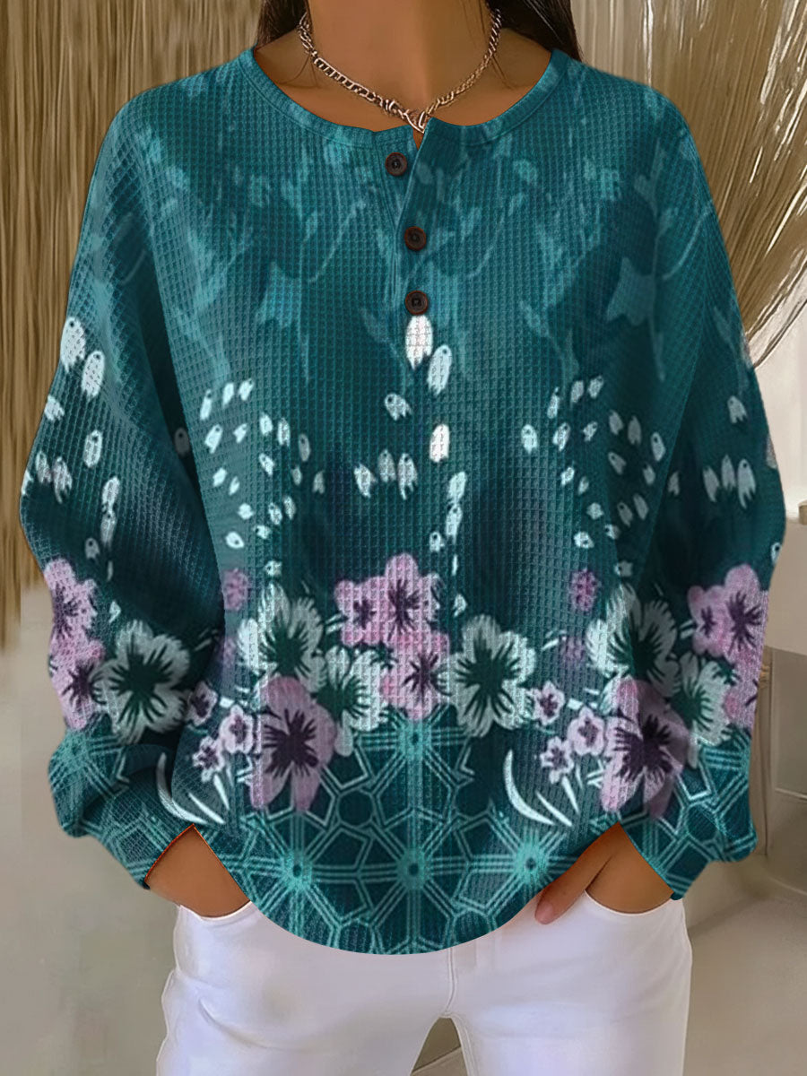 Women's Floral Pattern Pullover - VibreMode