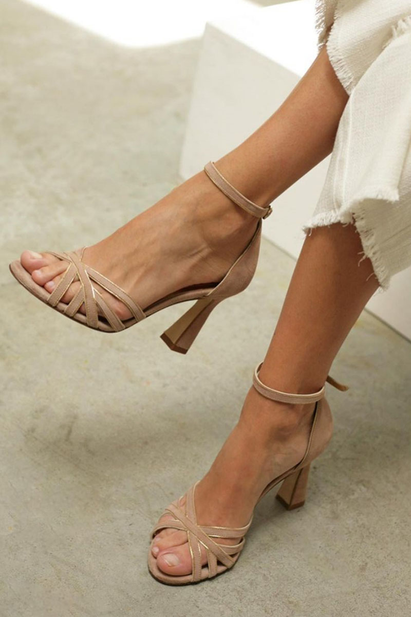 Women's Patchwork Peep Toe High Heels - VibreMode