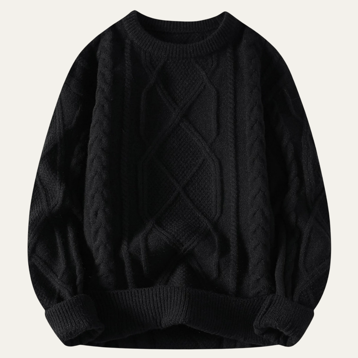 Men's Cable Knit Fisherman Sweater Warm Chunky Wool