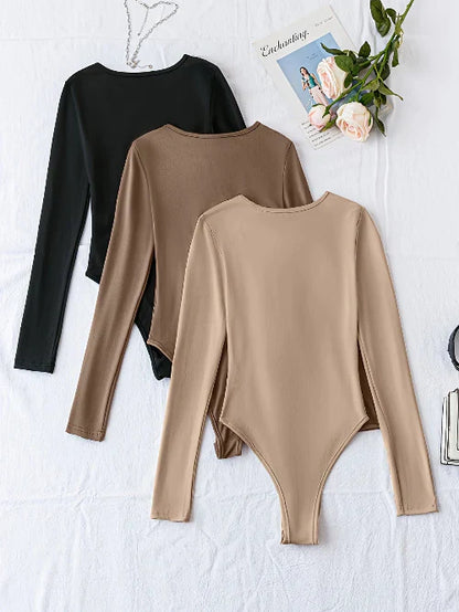 Women's Long Sleeve Bodysuits 3-Pack