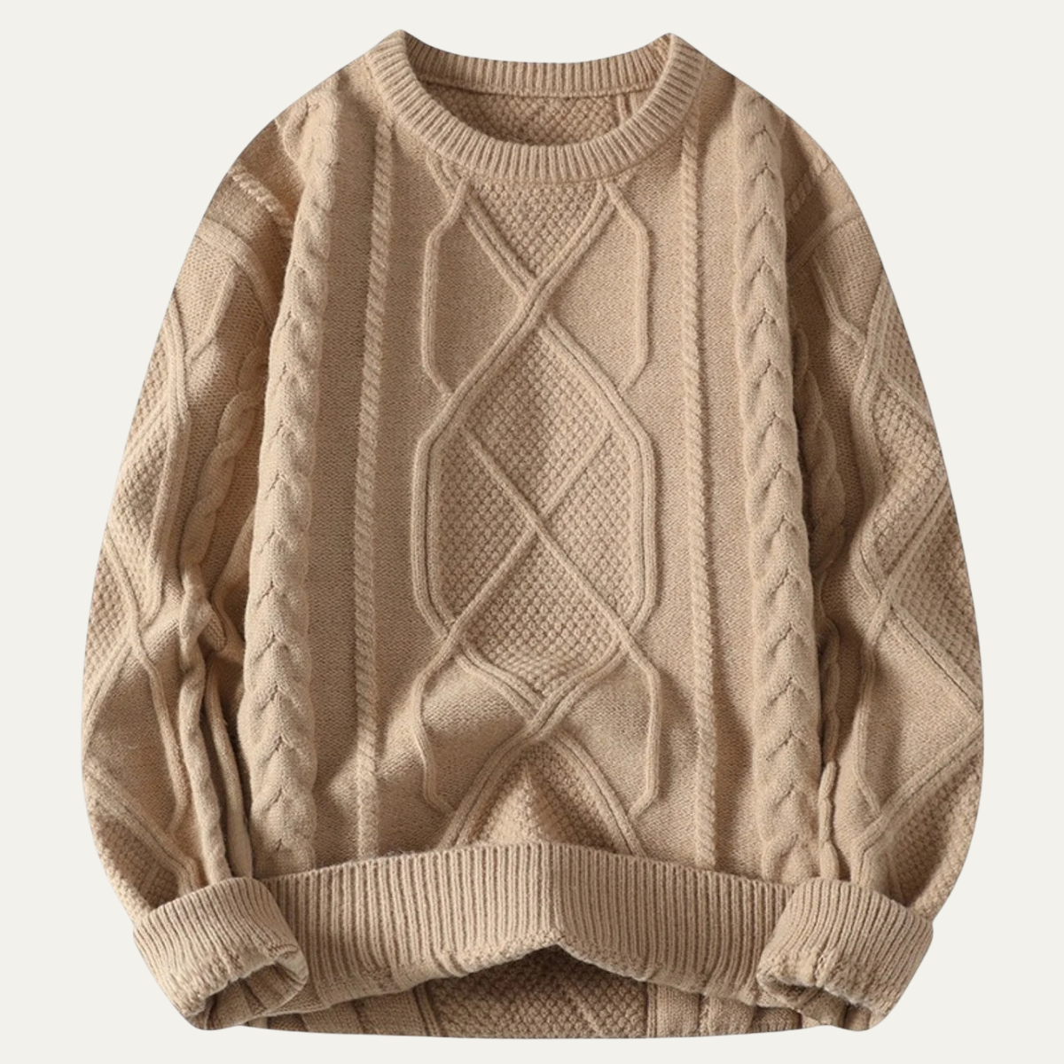Men's Cable Knit Fisherman Sweater Warm Chunky Wool - VibreMode