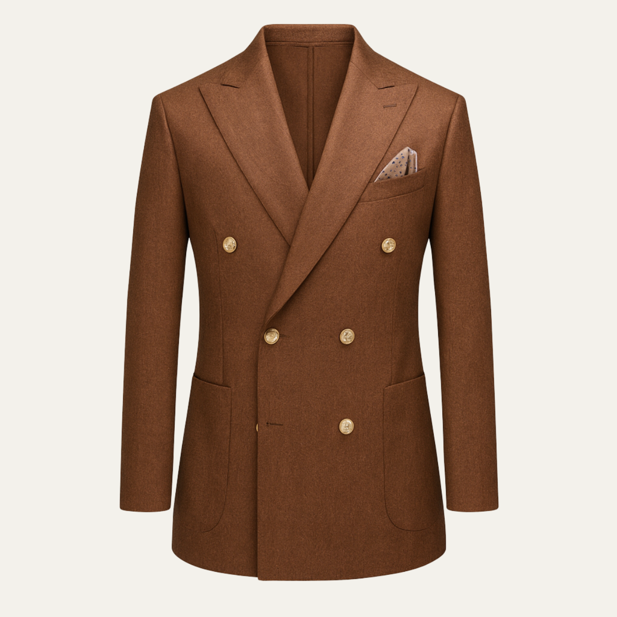 Men's Brown Double Breasted Suit Slim Fit 2 Piece - VibreMode