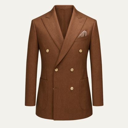 Men's Brown Double Breasted Suit Slim Fit 2 Piece - VibreMode