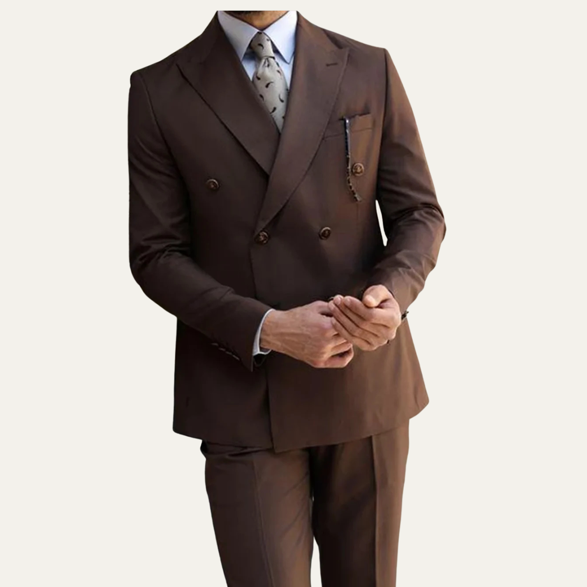 Men's Slim Fit Double Breasted Suit Formal 2 Piece