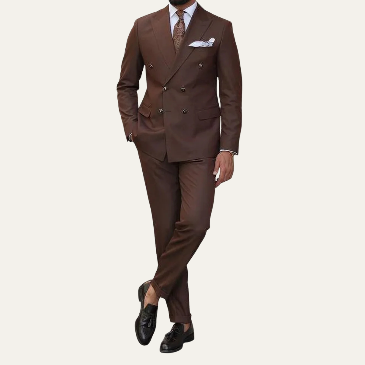 Men's Slim Fit Double Breasted Suit Formal 2 Piece