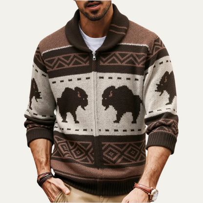 St Andrews Men's Buffalo Print Cardigan Winter