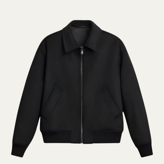 Men's Wool Polo Collar Jacket - VibreMode