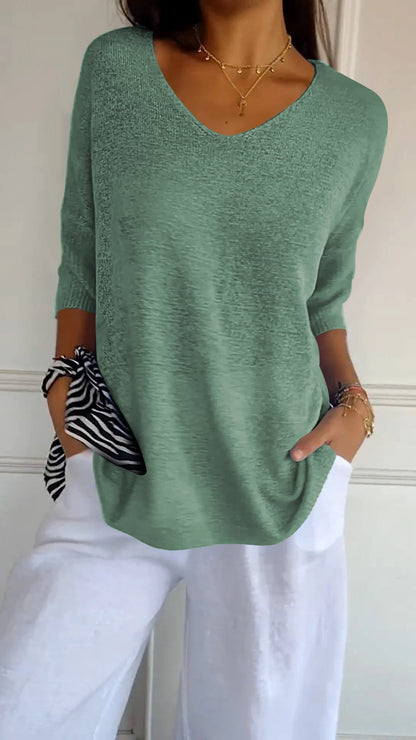 Floral V Neck Relaxed Fit Women's Blouse