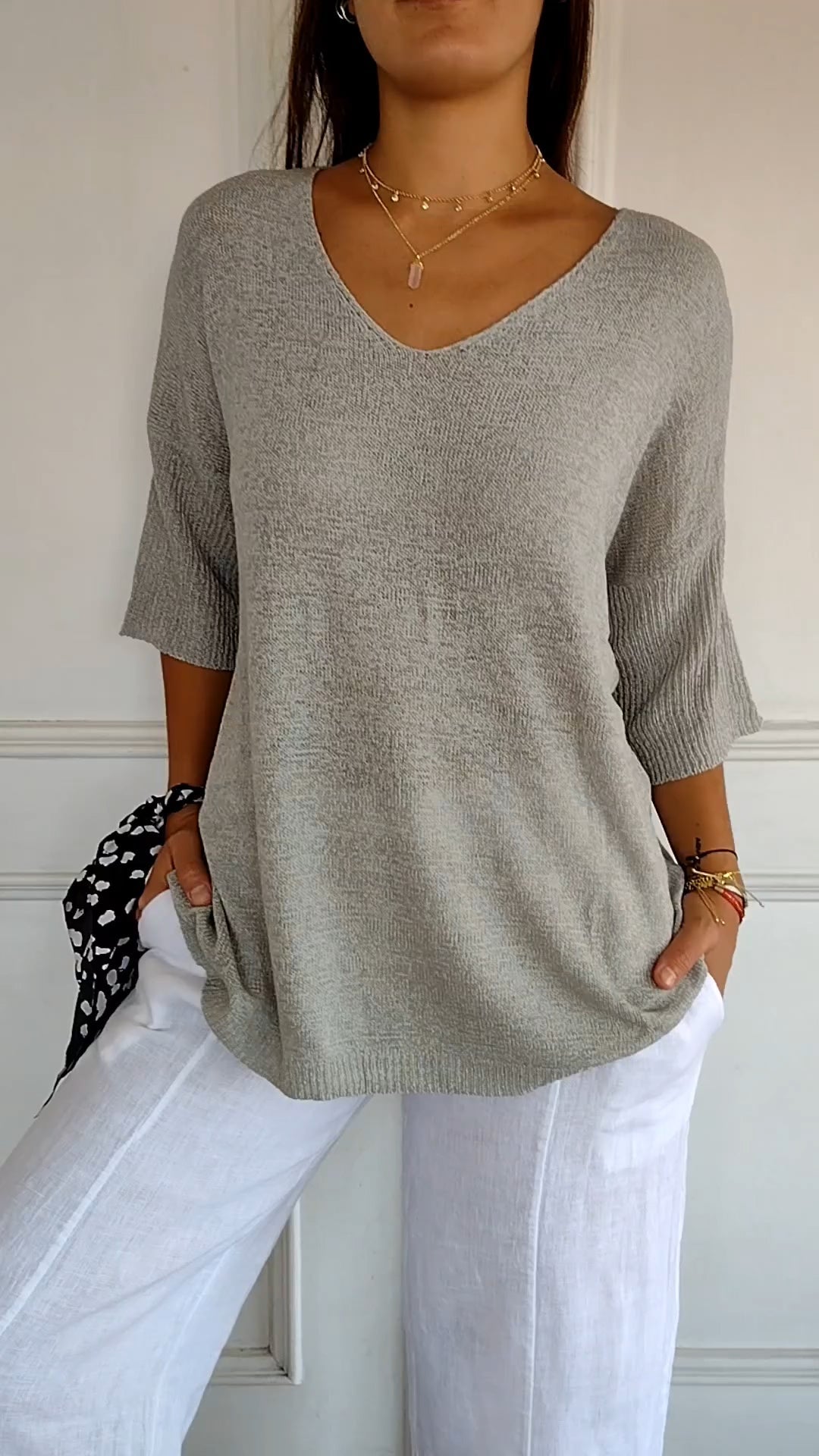 Floral V Neck Relaxed Fit Women's Blouse
