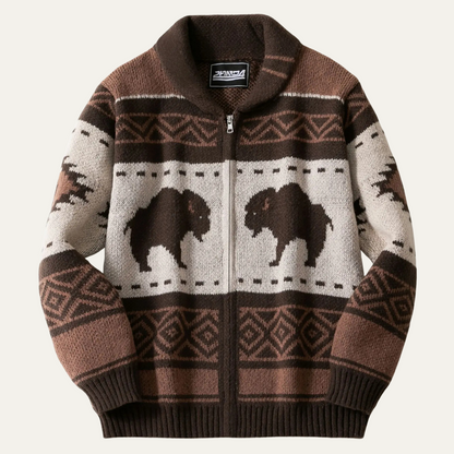 St Andrews Men's Buffalo Print Cardigan Winter - VibreMode