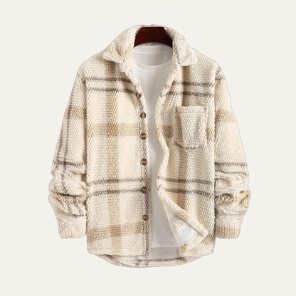 Piacenza Men's Plaid Fleece Jacket Shirt