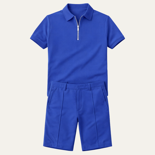 Men's Summer Beach Polo Shirt And Shorts Set - VibreMode