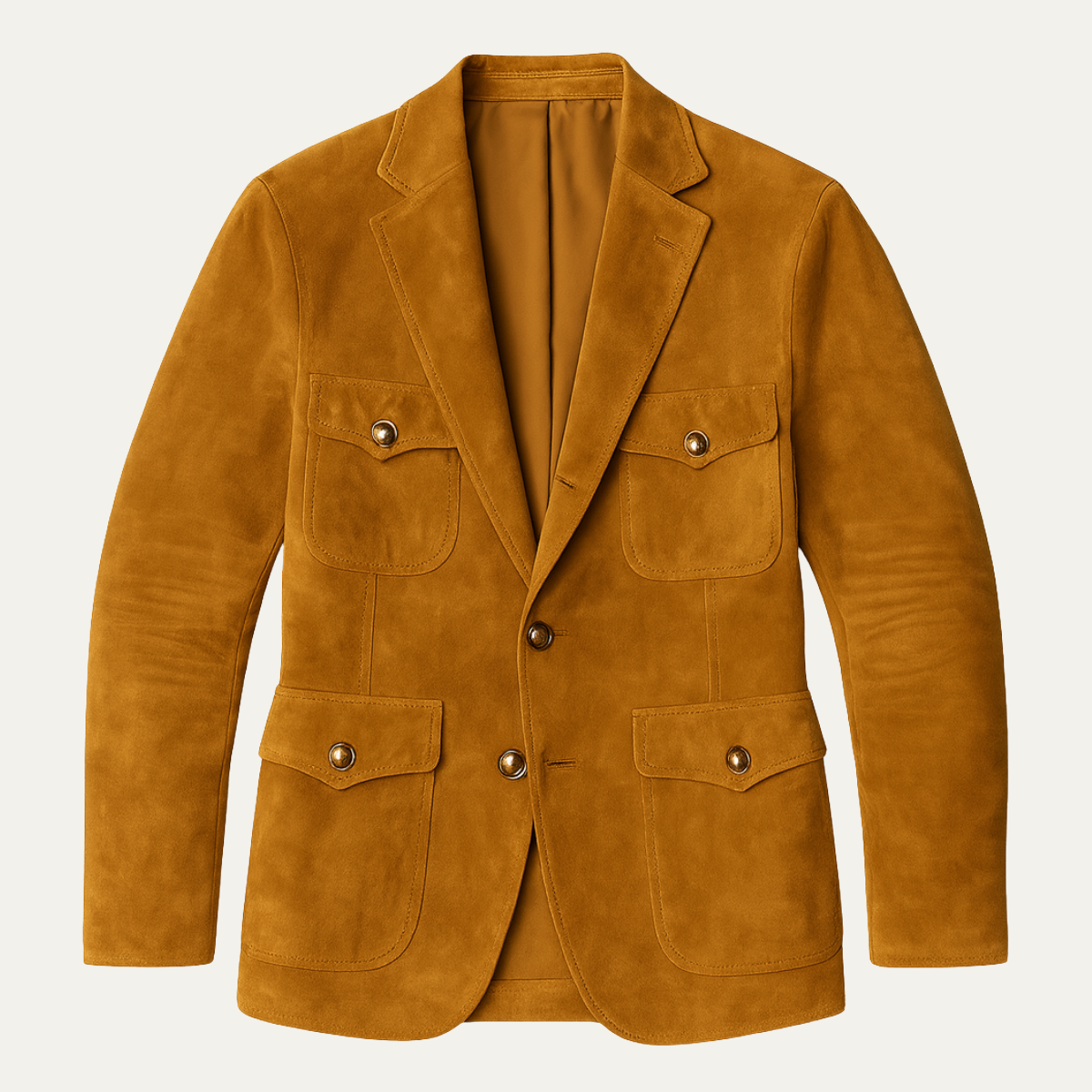 Men's Suede Look Blazer Multi Pocket Casual - VibreMode