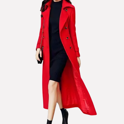 Women's Long Coat Shawl Collar Waist Belt