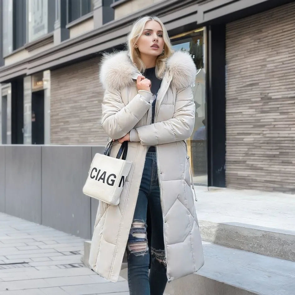 Women's Quilted Parka Coat with Hood