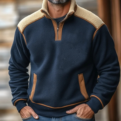Men's Vintage Fleece Sherpa Quarter Zip Jacket