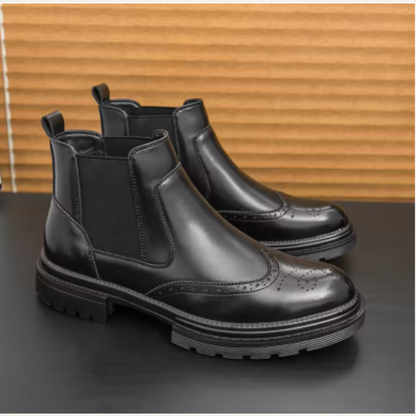 Men's Leather Chelsea Boots Anti Slip Sole Brown