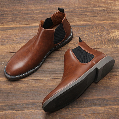 Men's Chelsea Boots Ankle Slip On Leather Brown