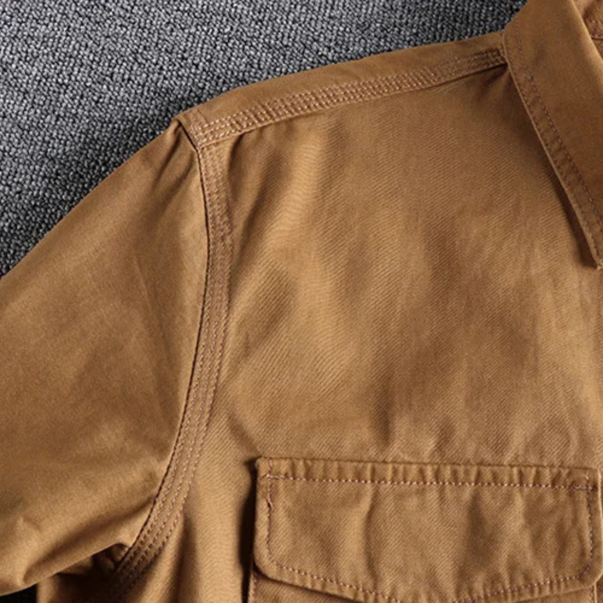 Men's Canvas Cargo Shirt Jacket Vintage Style