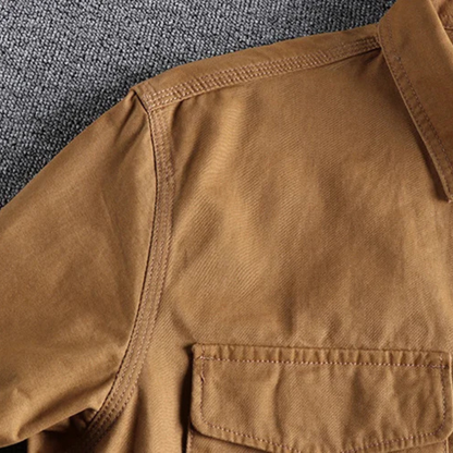 Men's Canvas Cargo Shirt Jacket Vintage Style