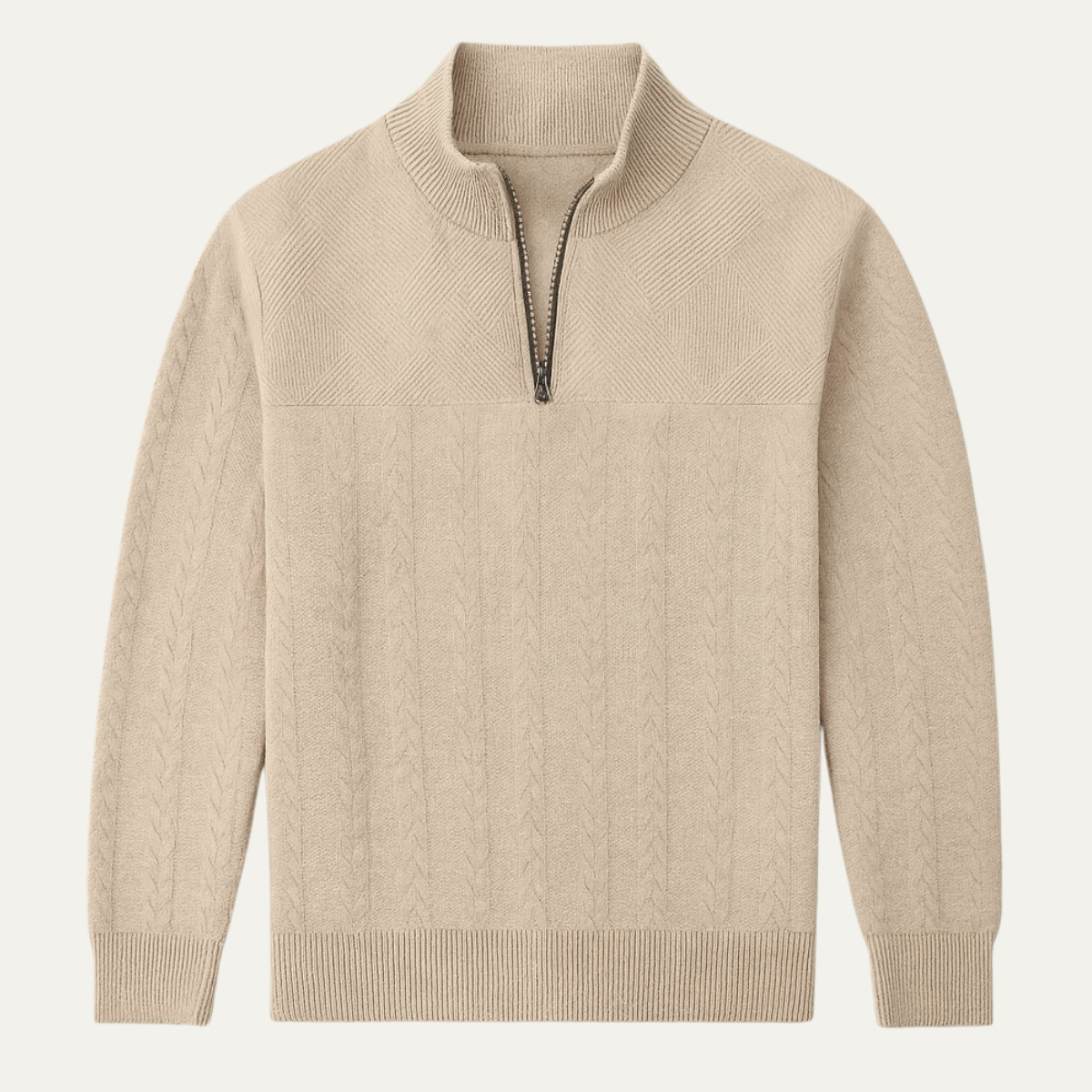 Men's Knitted Jacquard Sweater Stand Up Collar Casual - VibreMode