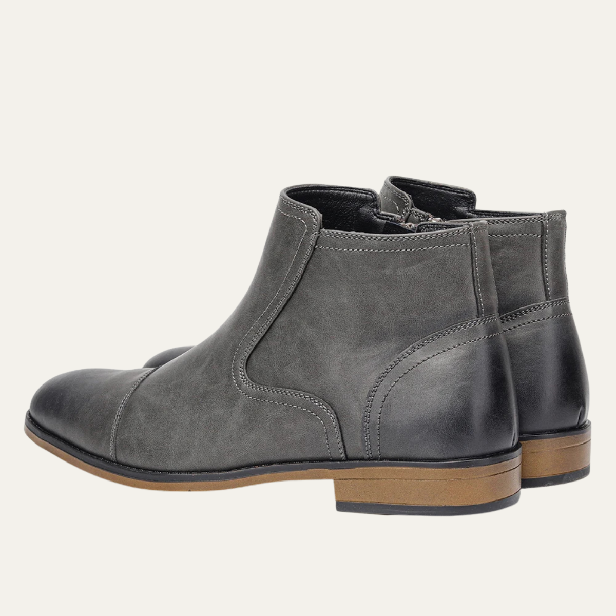 Men's Leather Ankle Boots Side Zip Classic Black