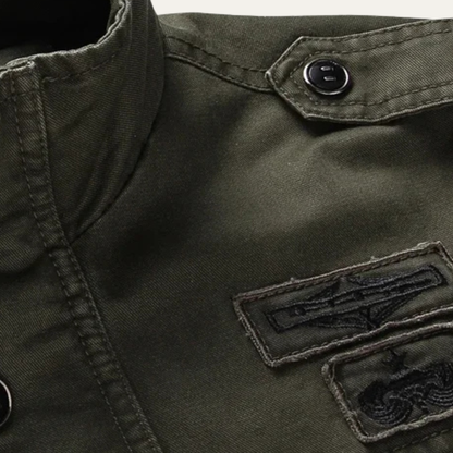Men's Military Jacket Stand Collar Multiple Pockets