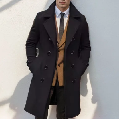 Men's Double Breasted Wool Blend Trench Coat