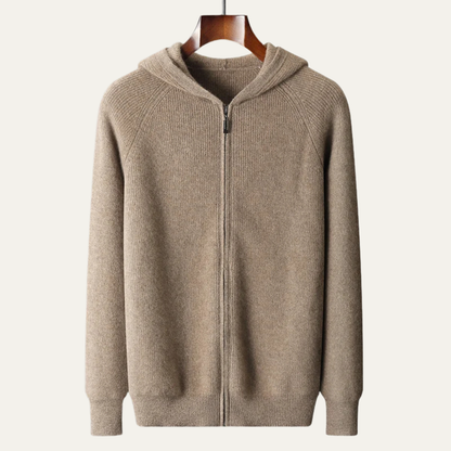 Men's Merino Wool Hooded Cardigan