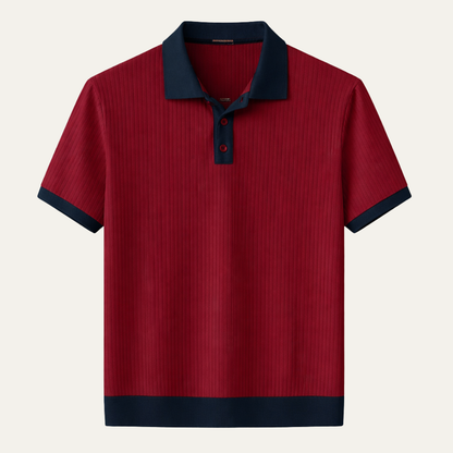 Men's Patchwork Knit Polo Shirt - VibreMode