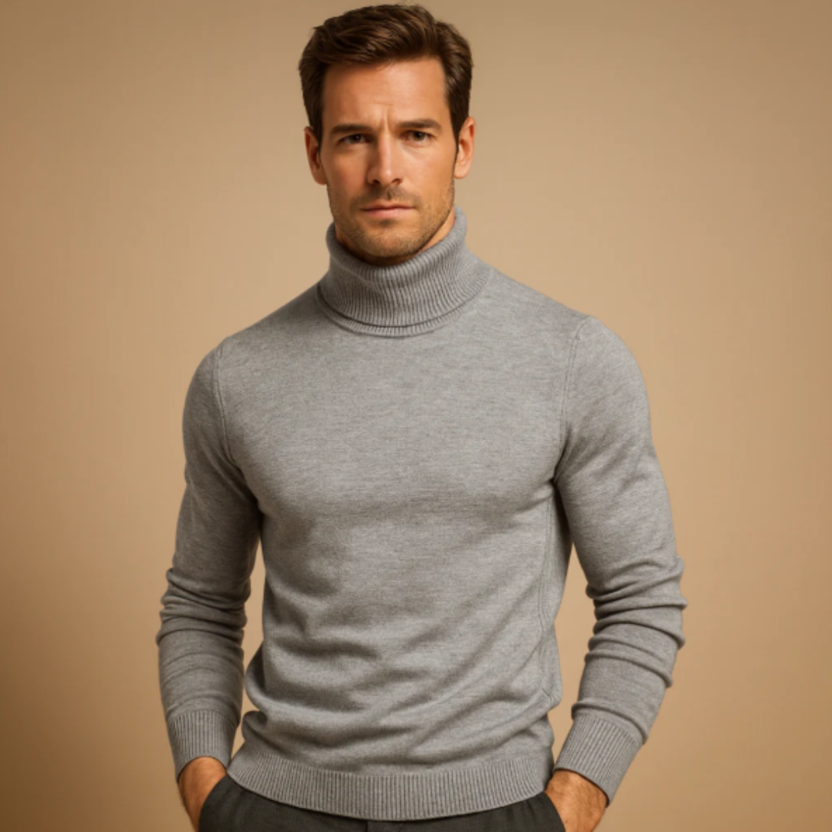 Men's Slim Fit Knitted Turtleneck Sweater