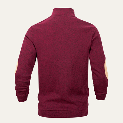 Men's Fleece Sweater Stand Collar Elbow Patches