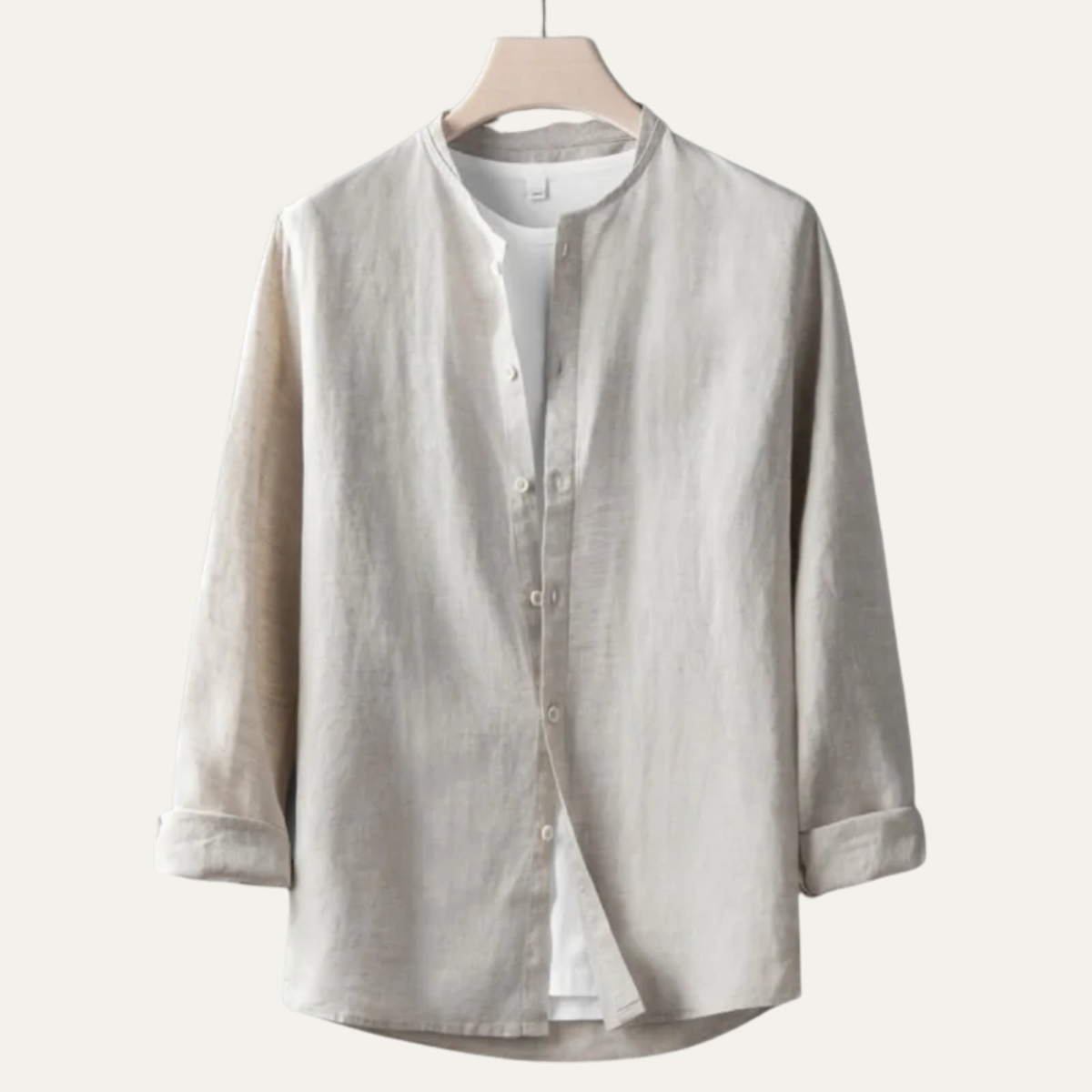 Men's Linen Shirt Thin Round Neck Vintage Style - VibreMode