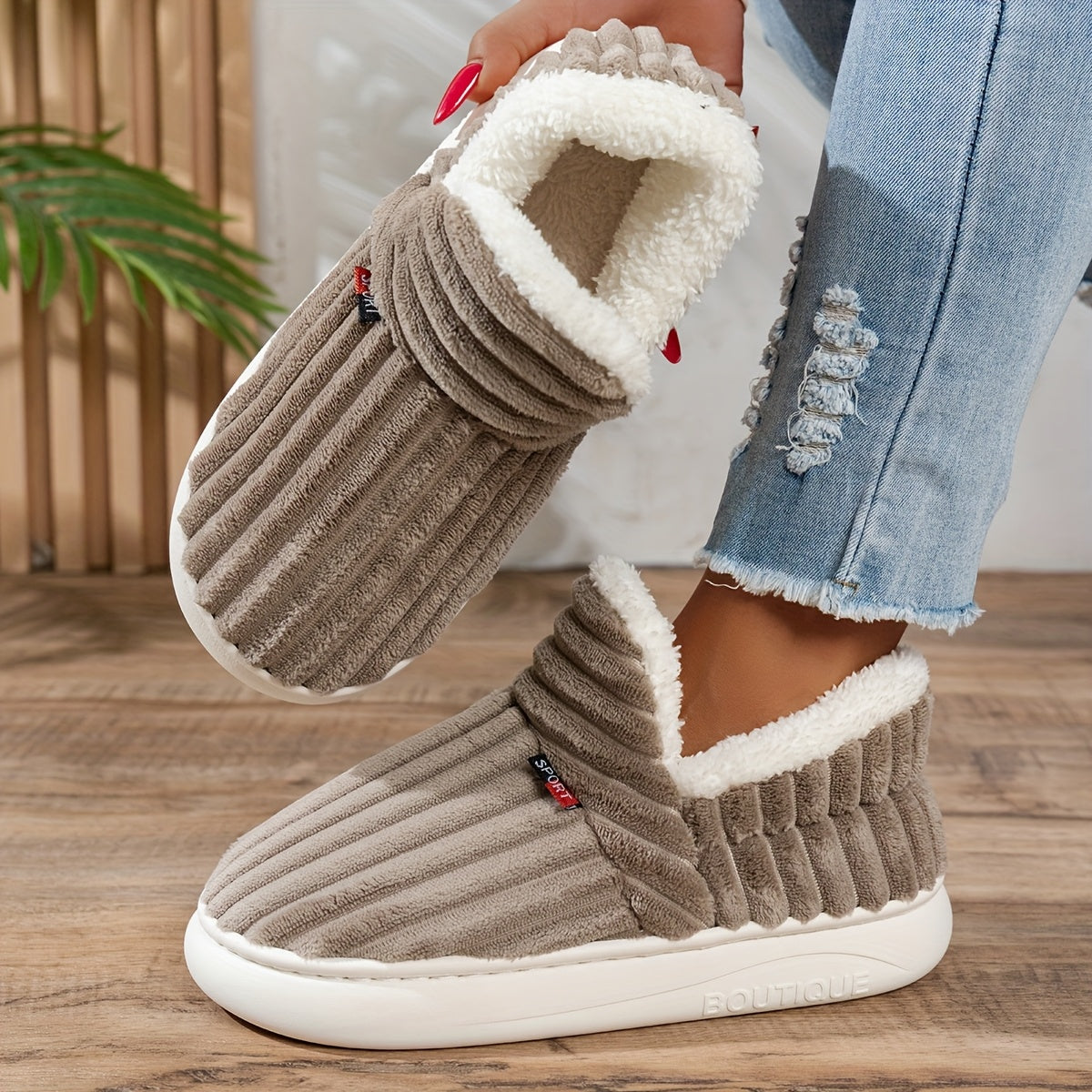 Women's Fleece Slippers Non-Slip Sole - VibreMode