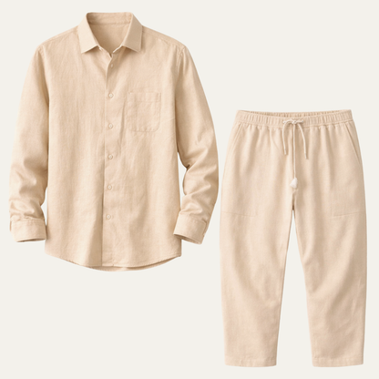 Men's Casual Breathable Summer Shirt Pants Set - VibreMode