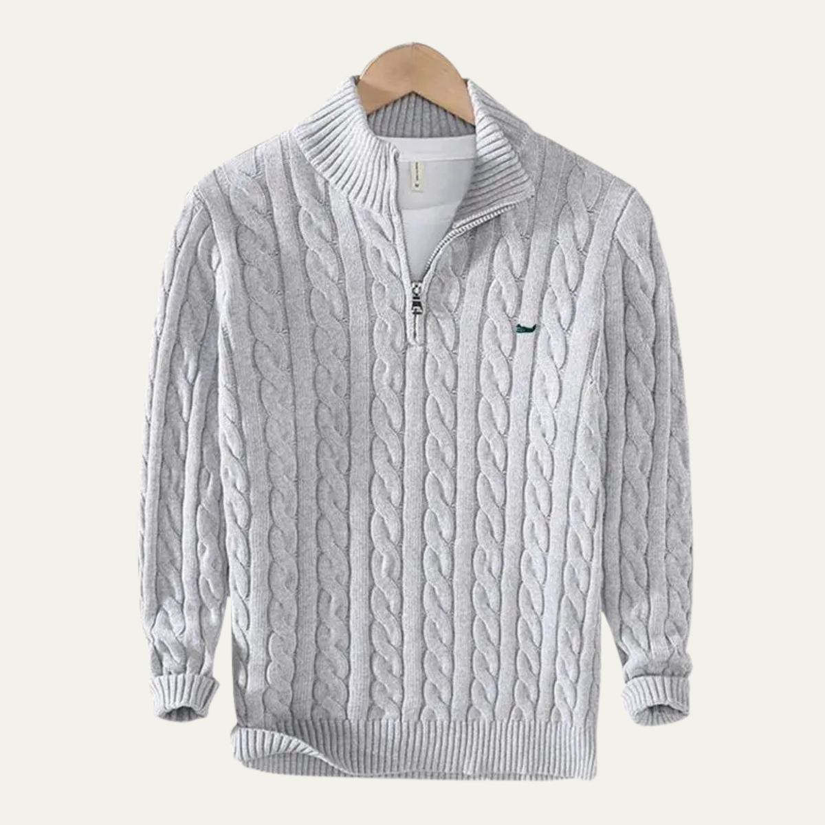 Men's Cable Knit Quarter Zip Sweater Warm