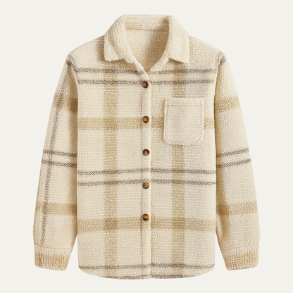 Piacenza Men's Plaid Fleece Jacket Shirt - VibreMode
