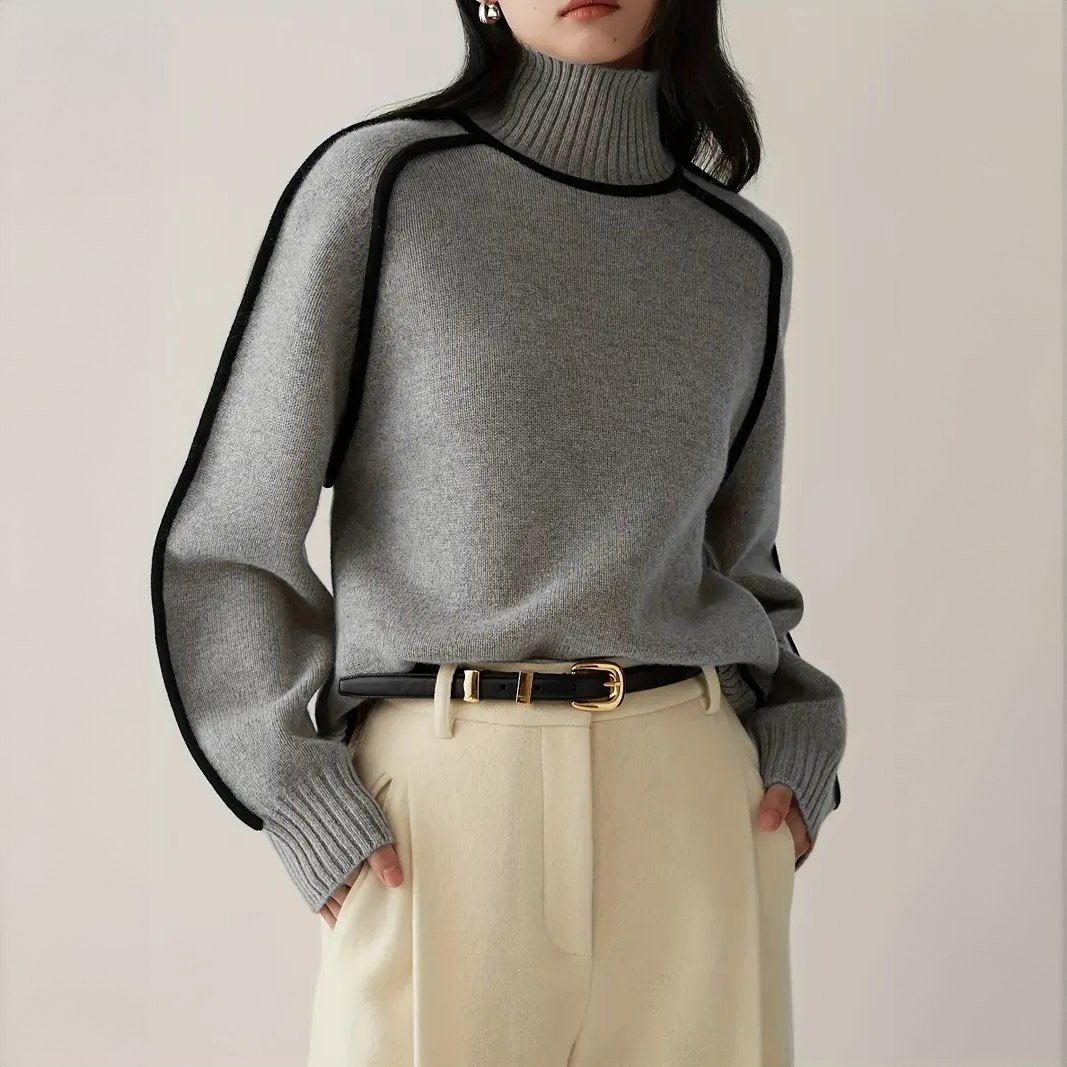 Women's Contrast Turtleneck Sweater